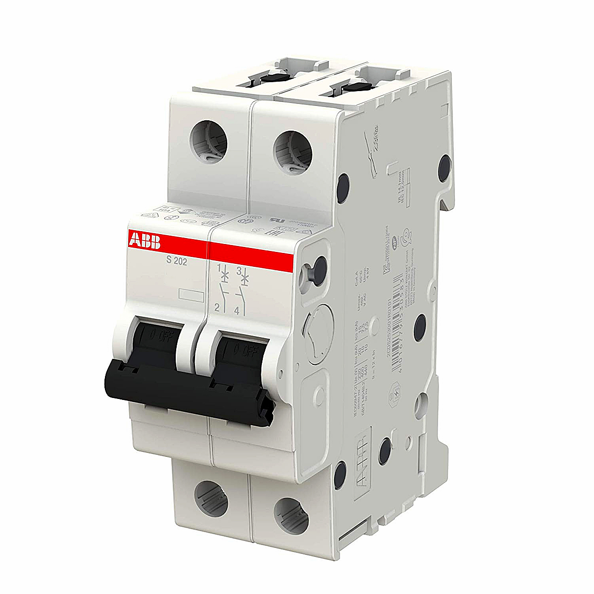 Disjuntor Mini Din Bipolar 63A Curva C 6Ka 230/400V S202-C63 - ABB