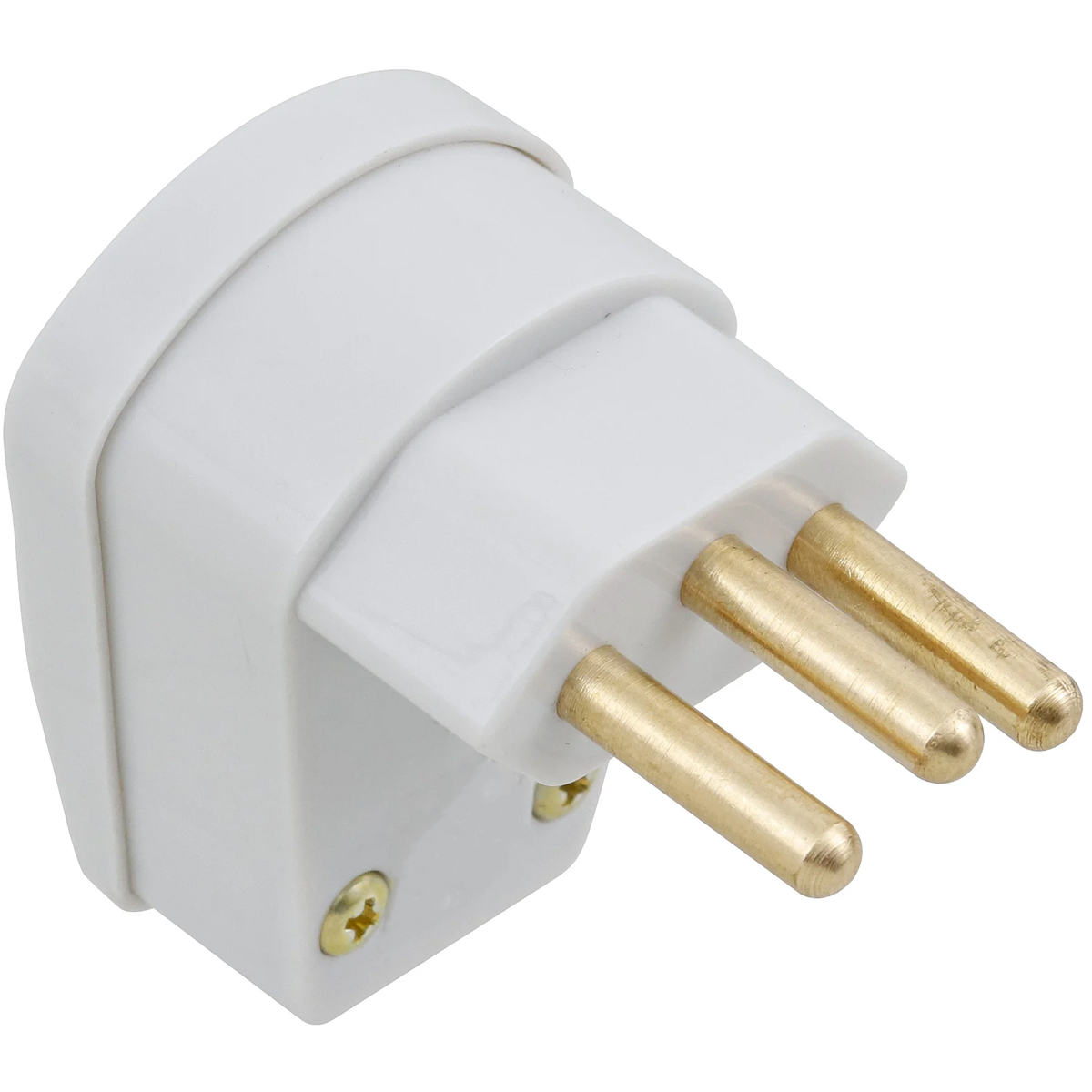 Plug Macho 10A 250V Branco Lateral Com Prensa Cabo - Blux