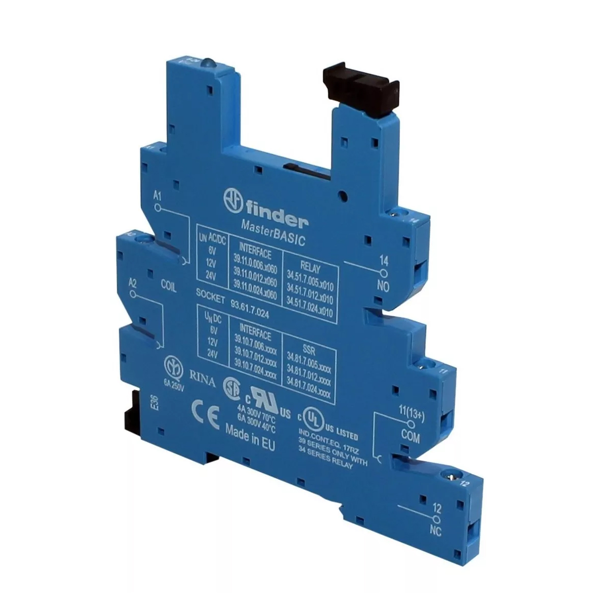 Base Para Relé Modular Interface 24Vcc 6A Conexão Parafuso Trilho Din 35 - Finder