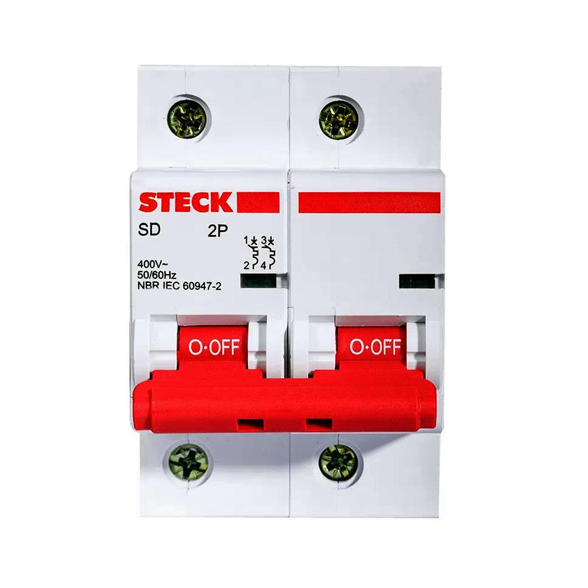 Disjuntor Mini Din Bipolar 100A Curva C 10Ka 230/400V SDD2C100 - Steck