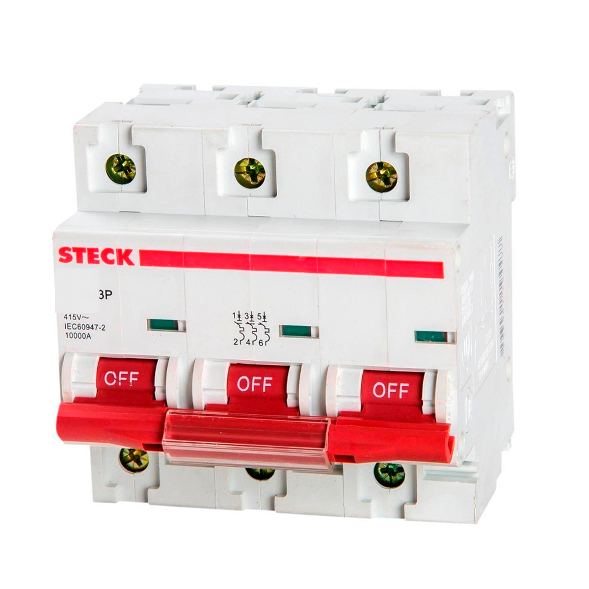 Disjuntor Mini Din Tripolar 100A Curva C 10Ka 230/400V SDD3C100 - Steck