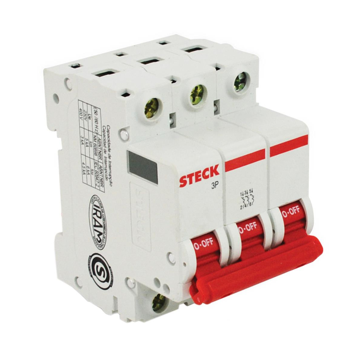 Disjuntor Mini Din Tripolar 25A Curva C 3Ka 230/400V SDD63C25 - Steck