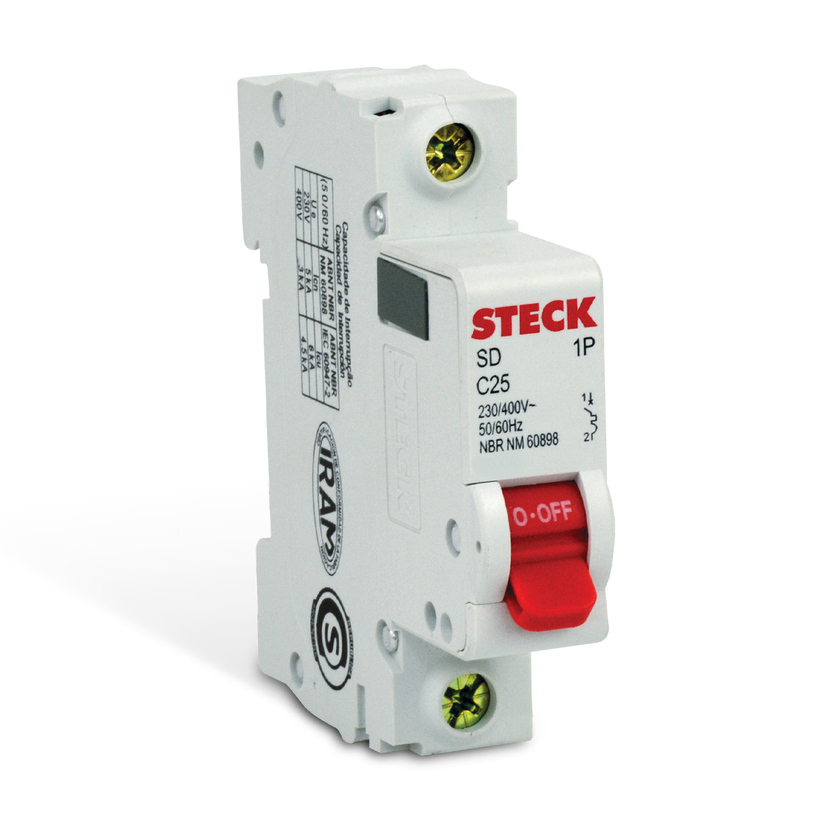 Disjuntor Mini Din Unipolar 25A Curva C 3Ka 230/400V SDD61C25 - Steck