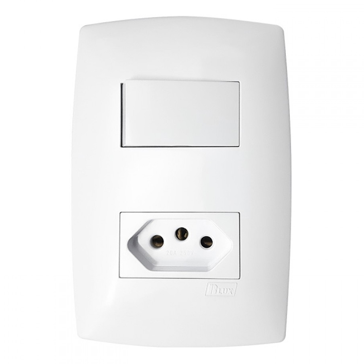 Conjunto 1 Interruptor Simples + 1 Tomada Distanciados 10A 4X2 Home Branco - Blux