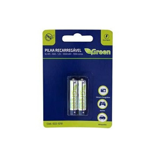 Pilha Recarregável Palito AAA 1000Mah Cartela Com 2 Unidades - Chipsce