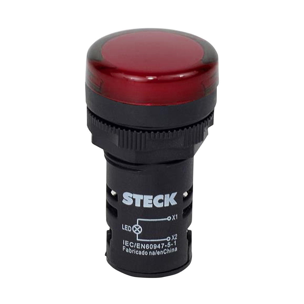 Sinaleiro Monobloco Redondo Plástico Vermelho 12V Led Ip65 Max Botton 22mm - Steck