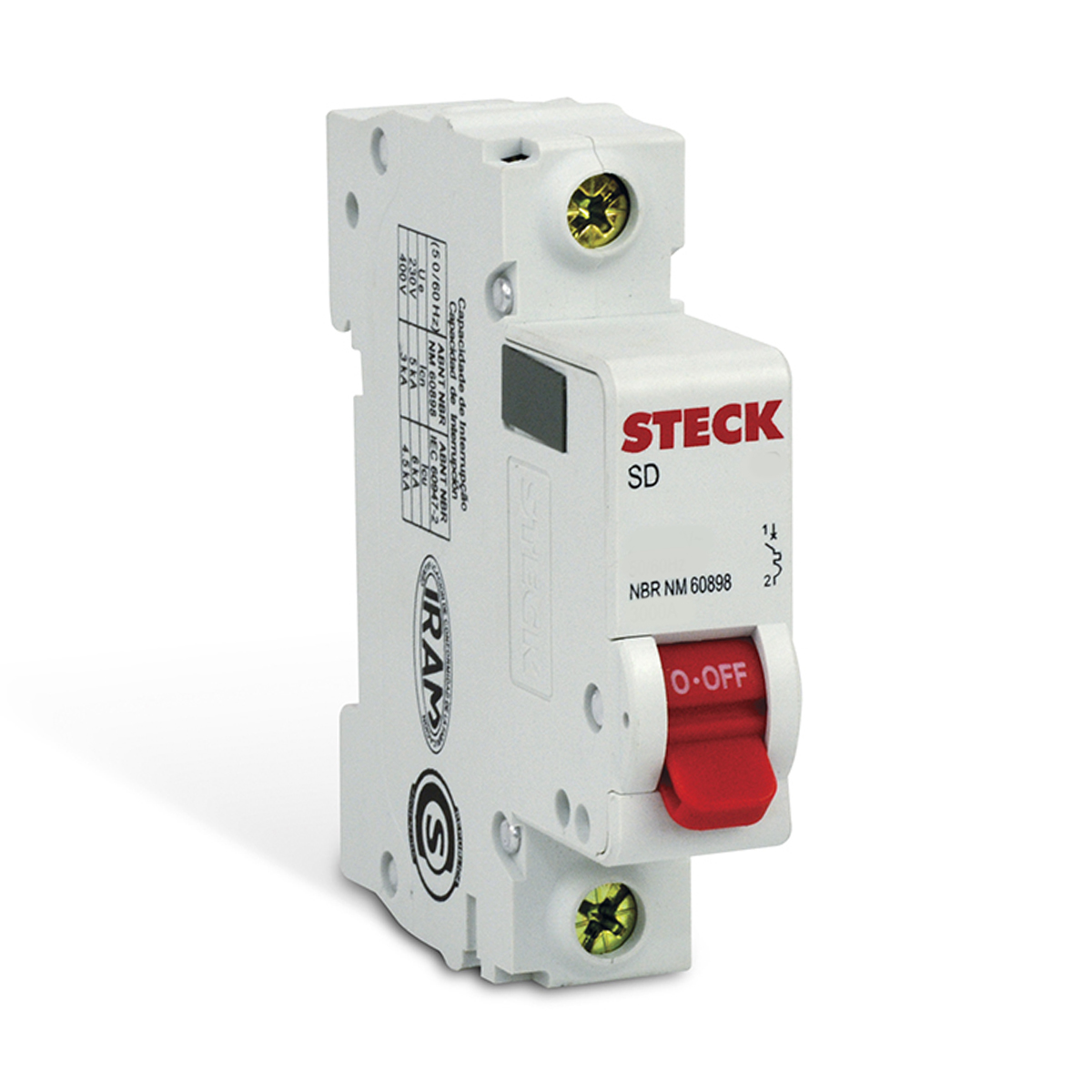 Disjuntor Mini Din Unipolar 10A Curva B 3Ka 230/400V SDD61B10 - Steck