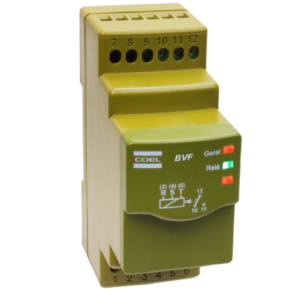 Relé Supervisão Trifásico Falta Fase Retardo Ate 2S 208-480V BVF1-P - Coel