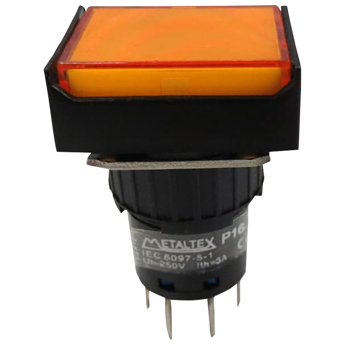 Botão Pulsador Iluminado Ip40 16Mm Laranja Retangular 2Na+2Nf 24Vcc Comando - Metaltex