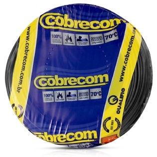 Cabo Flexível 750V PVC 6,00mm Preto 100 Metros - Cobrecom