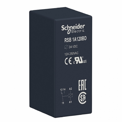 Relé De Interface Mini 12A 24Vcc 1Naf RSB1A120BD - Schneider Electric