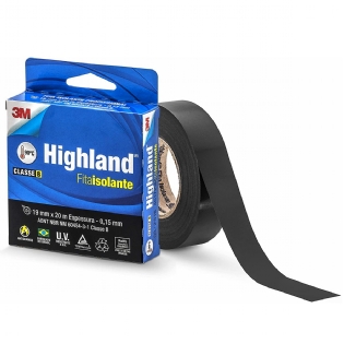 Fita Isolante 19mm 20 Metros Preto Highland HB004171797 - 3M Do Brasil