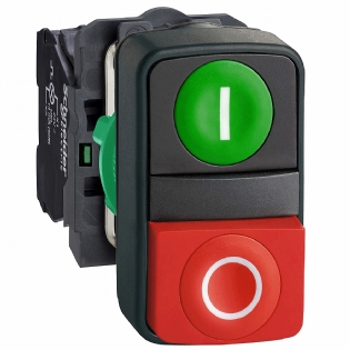 Botão Plástico DuploI-O 22mm Verde/Vermelho XB5AL73415 - Schneider Electric
