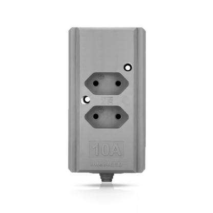 Tomada Barra Hércules 2 Tomadas 10/20A Cinza - Interneed