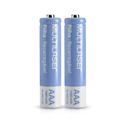 Pilha Recarregável Palito AAA 1000Mah Cartela Com 2 Unidades - Multilaser