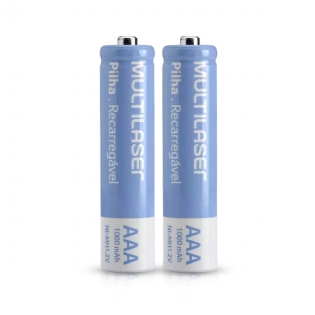 Pilha Recarregável Palito AAA 1000Mah Cartela Com 2 Unidades - Multilaser