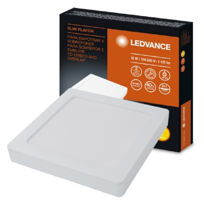 Luminária Plafon Slim Led Quadrado 15W Bivolt 3000K Luz Amarela - Ledvance