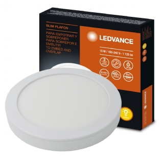 Luminária Slim Plafon Redondo 15W Bivolt 3000K Luz Amarela - Ledvance