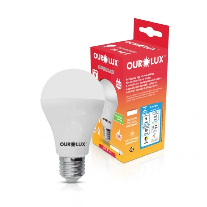 Lâmpada Led Bulbo A60 9W Bivolt E27 6500K Luz Branca - Ourolux
