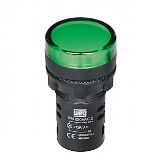 Sinaleiro Monobloco Redondo Plástico Verde 220Vca Led Ip65 Cew 22mm SM2-D23220VCA - WEG