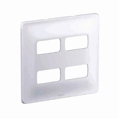 Placa Acabamento 4 Postos 4X4 Com Suporte Zeffia Branco - Pial