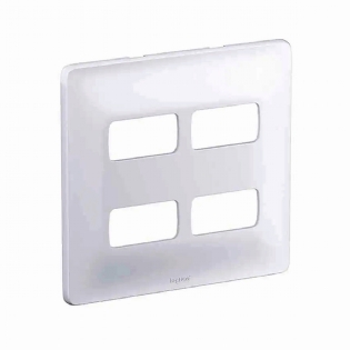 Placa Acabamento 4 Postos 4X4 Com Suporte Zeffia Branco - Pial