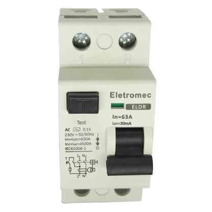 Interruptor Diferencial Residual Dr 30Ma 63A 400V 2P ELDR-263-30 - Eletromec
