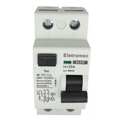 Interruptor Diferencial Residual Dr 30Ma 25A 400V 2P ELDR-225-30 - Eletromec