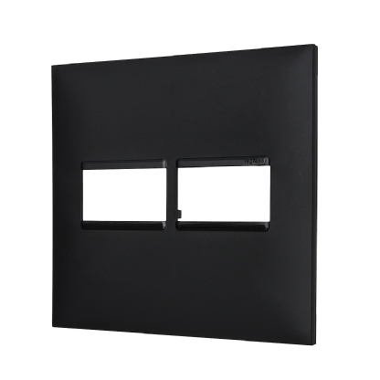 Placa Acabamento 2 Postos Horizontal 4x4 Preto - Pialplus+