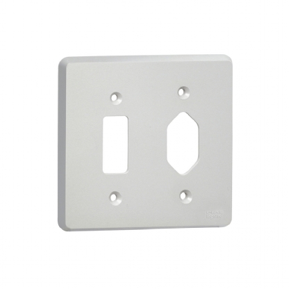 Placa Acabamento 2 Postos (1 Hexagonal) 4X4 Silentoque Cinza - Pial