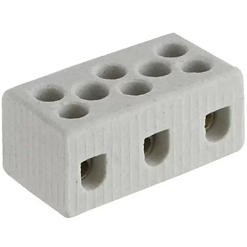 Conector Múltiplo Porcelana 50A 600V 3 Bornes 16mm 350G Branco - Sindal