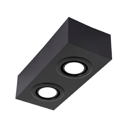 Luminária Spot Sobrepor Quadrada Preto Para Lâmpada Par20 2X50W E27 - Golight