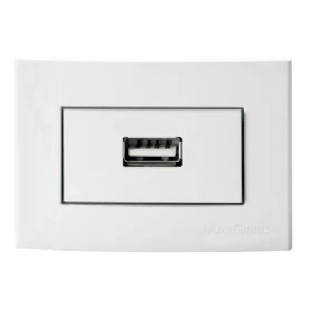 Conjunto 1 Carregador Usb Horizontal 2A 65x45mm Bivolt Sleek Para Móveis Branco - Margirius