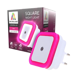 Luminária Noturna Led Sobrepor Abs Rosa/Branco 1W Bivolt Rosa Square Night Light - Decorlaser