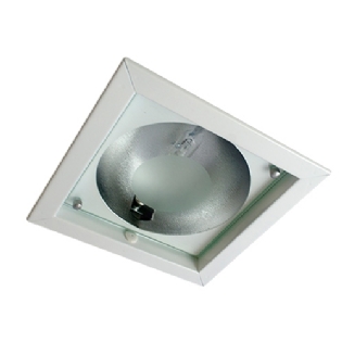 Luminária Plafon De Embutir Quadrada 70/150w R7S Branco Fosco Difusor De Vidro Jateado - Spot Jaguara