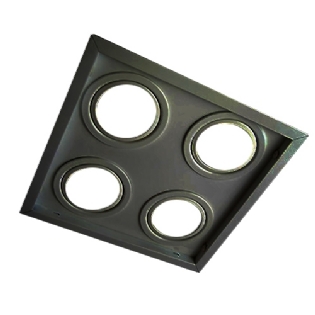 Luminária Spot Embutir Quadrado Preto Para Lâmpada Par30 75W 4XE27 - Spot Jaguara