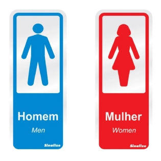 Placa Identificação Sanitário Plus Alumínio 15X15 Com Película Dupla Face No Verso - Sinalize