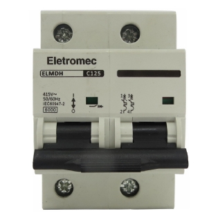 Disjuntor Mini Din Bipolar 125A Curva C 6Ka 400/440V ELMDH-2C125 - Eletromec