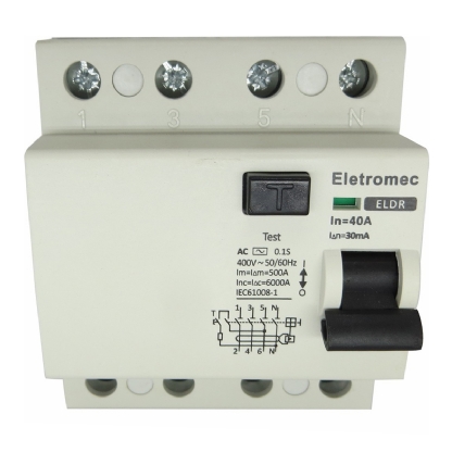 Interruptor Diferencial Residual Tetrapolar 40A 30Ma 400V ELDR-440-30 - Eletromec