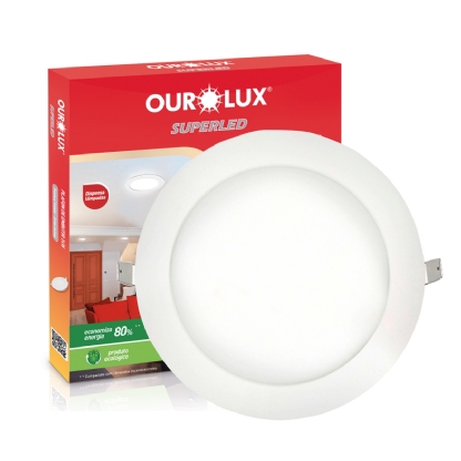 Luminária Plafon Led Embutir Redondo Branco 24W Bivolt 4000K Luz Branca 03204B - Ourolux