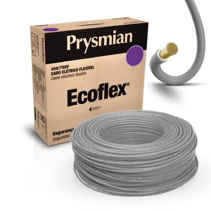 Cabo Flexível 750V Ecoflex 4,00mm Cinza 100 Metros - Prysmian
