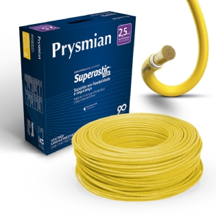Cabo Flexível 750V Superastic 2,50mm Amarelo 100 Metros - Prysmian
