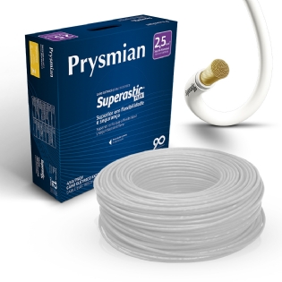 Cabo Flexível 750V Superastic 2,50mm Branco 100 Metros - Prysmian