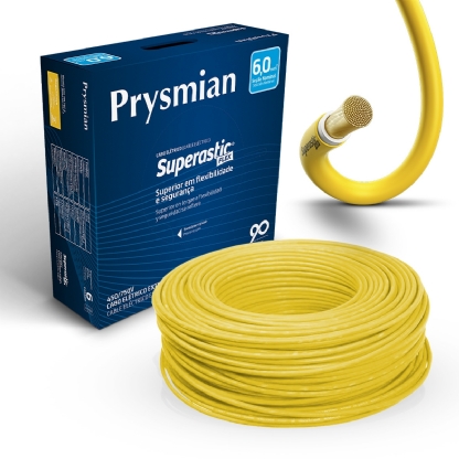 Cabo Flexível 750V Superastic 6,00mm Amarelo 100 Metros - Prysmian