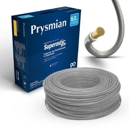 Cabo Flexível 750V Superastic 6,00mm Cinza 100 Metros - Prysmian