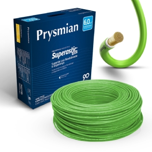 Cabo Flexível 750V Superastic 6,00mm Verde 100 Metros - Prysmian