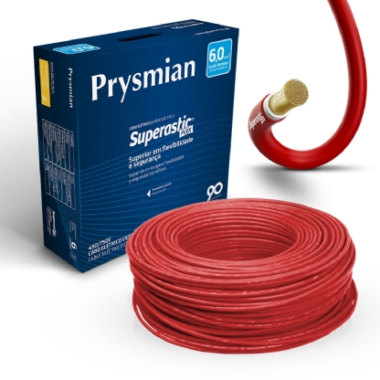 Cabo Flexível 750V Superastic 6,00mm Vermelho 100 Metros - Prysmian