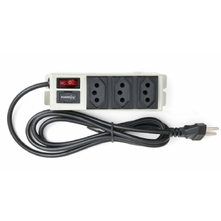Filtro De Linha Power Line 1 Metro 3 Tomadas Bivolt  10A Branco Metal - Multicraft