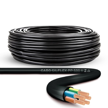 Cabo PP 500V PVC 4x1,00mm Preto 100 Metros - Sil