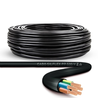 Cabo PP 500V PVC 4x1,00mm Preto 100 Metros - Sil